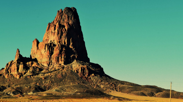 Mountain rock formation telephone pole free wallpaper for desktop - medium preview image