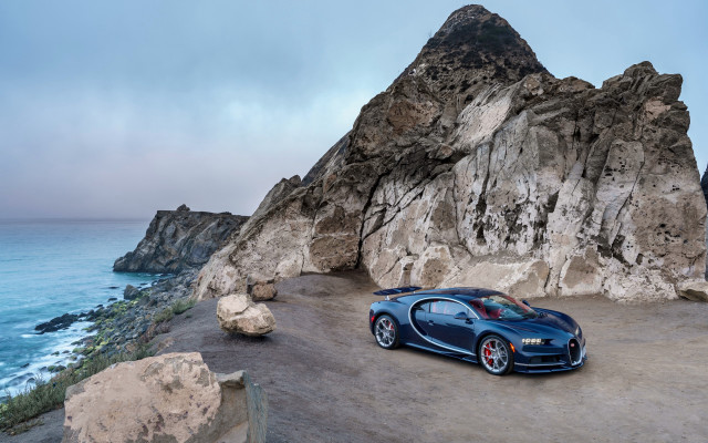 Bugatti rocky beach ocean mountain #2 free wallpaper for desktop - medium preview image
