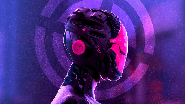 Helmet headphones purple background circular free wallpaper for desktop - medium preview image