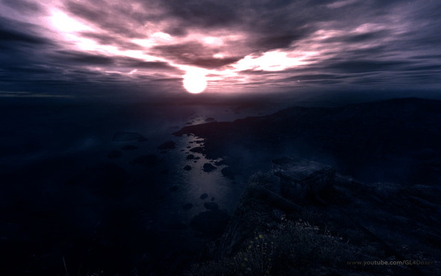 Dark sky sun water mountain free wallpaper for desktop - medium preview image