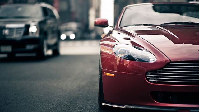 Red sports car black car free wallpaper for desktop - medium preview image