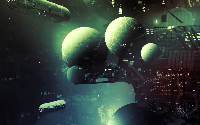 Futuristic city lights aurora android free wallpaper for desktop - medium preview image