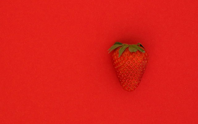 Strawberry red background green stem free wallpaper for desktop - medium preview image