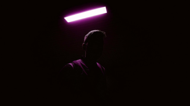 Man purple light neoism synthwave free wallpaper for desktop - medium preview image