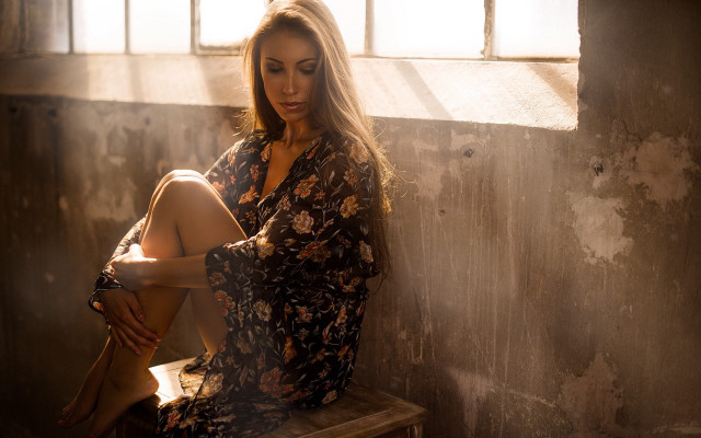 Woman bench room window sun free wallpaper for desktop - medium preview image