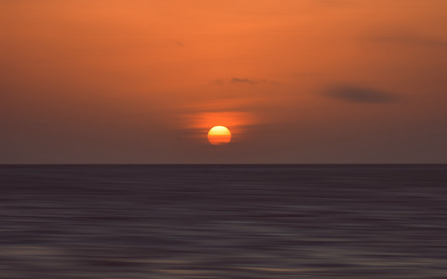 Sunset ocean boat bird fullmoon free wallpaper for desktop - medium preview image