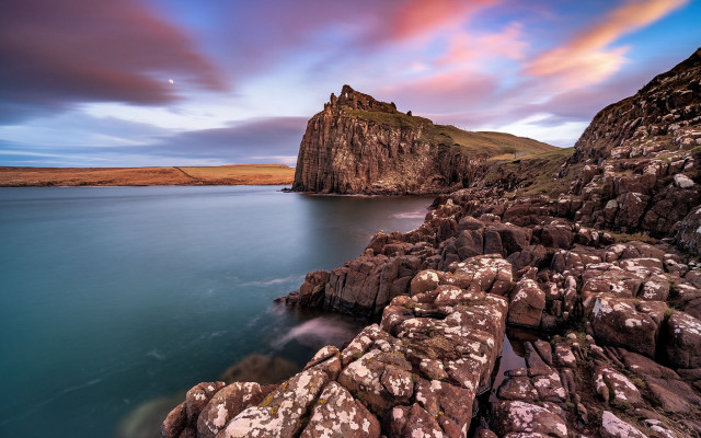 Rocky cliff water mountain cloudy #2 free wallpaper for desktop - medium preview image