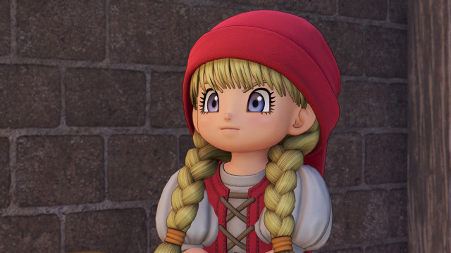 Cartoon girl longhair redhat brickwall free wallpaper for desktop - medium preview image