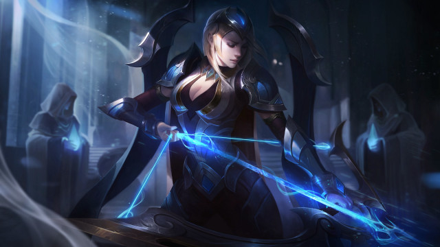 Woman glowing sword armor electricity free wallpaper for desktop - medium preview image