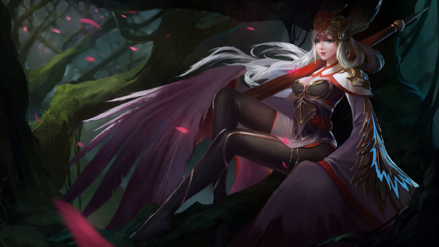 Woman forest sword bird redcape free wallpaper for desktop - medium preview image