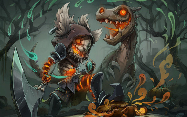 Cartoon demon axe forest leaf free wallpaper for desktop - medium preview image