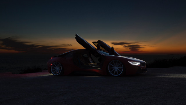 Red sports car open sunset #3 free wallpaper for desktop - medium preview image