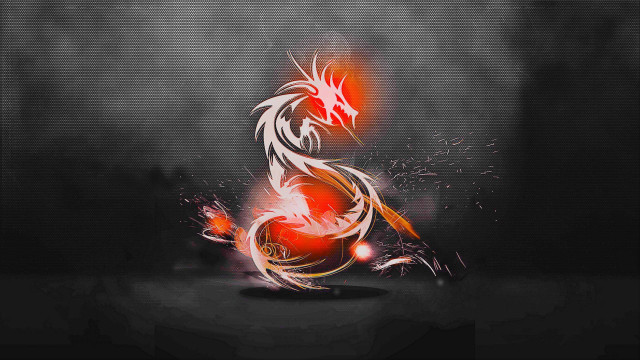 Red white dragon black surface free wallpaper for desktop - medium preview image