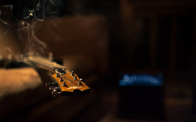 Guitar wind dark room couch free wallpaper for desktop - medium preview image
