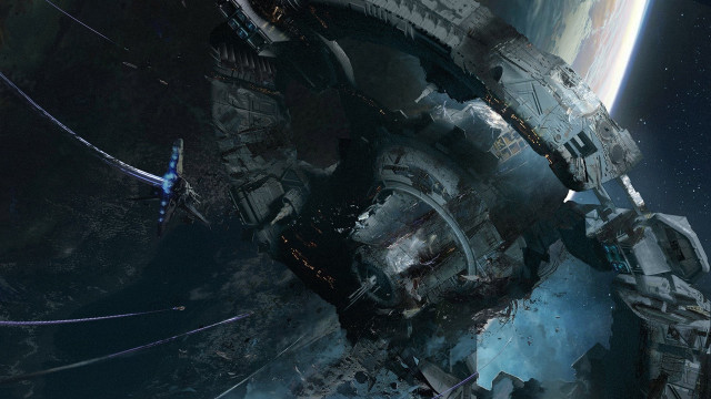 Sci fi space aurora cityscape #2 free wallpaper for desktop - medium preview image