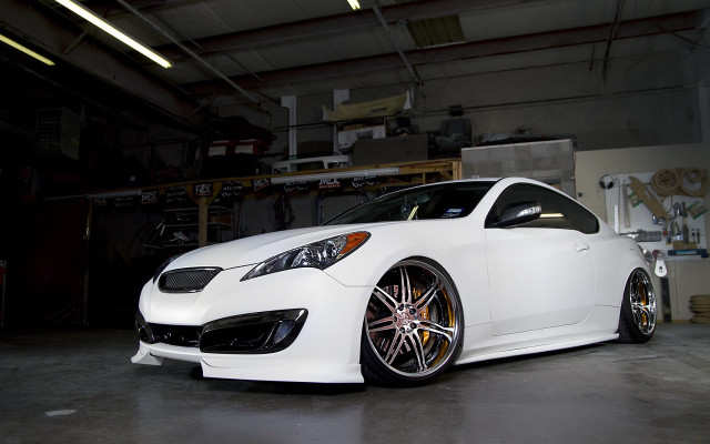 White car garage tires rims free wallpaper for desktop - medium preview image