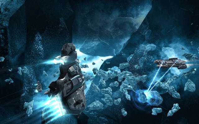 Space ship fighter aurora ice free wallpaper for desktop - medium preview image