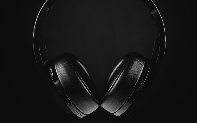 Headphones black surface dark circular free wallpaper for desktop - medium preview image