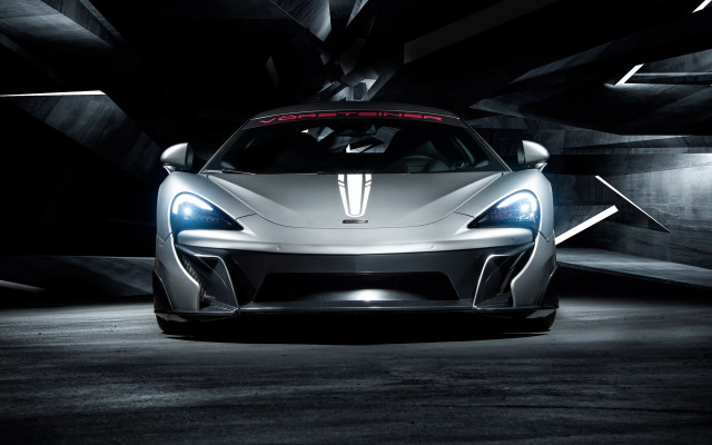 White sports car dark tunnel free wallpaper for desktop - medium preview image