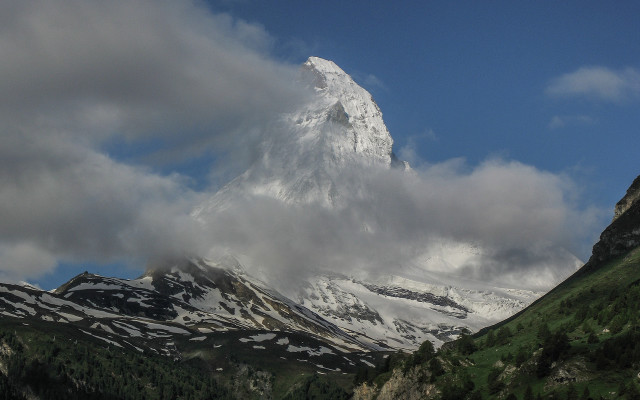 Mountain tall peak clouds awe free wallpaper for desktop - medium preview image