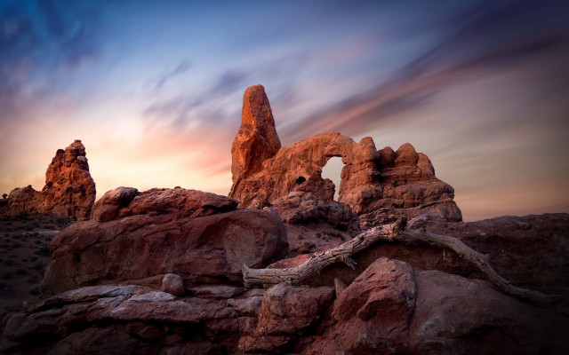 Rock formation clouds tree horizon free wallpaper for desktop - medium preview image
