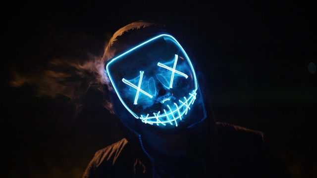 Man mask neon light smoke free wallpaper for desktop - medium preview image