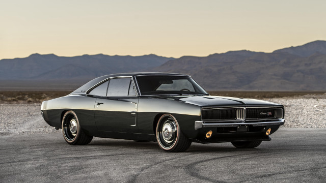 Black silver car mountains clouds free wallpaper for desktop - medium preview image