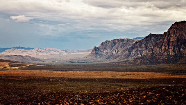 Mountain range road cloudy sky free wallpaper for desktop - medium preview image