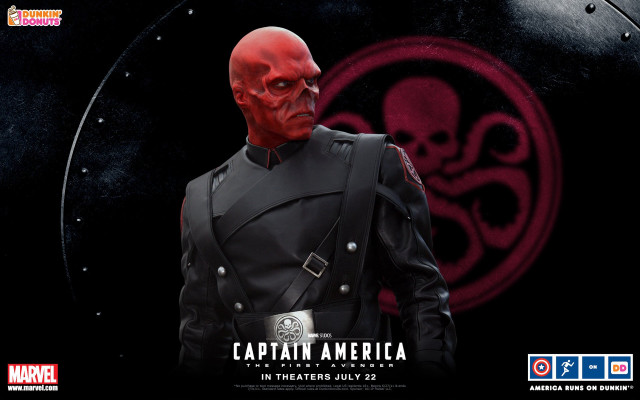 Red man black suit skull free wallpaper for desktop - medium preview image
