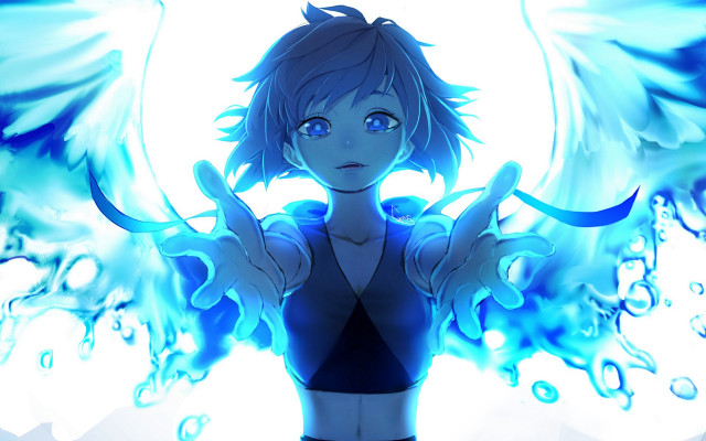 Blue angel wings glowing bubbles free wallpaper for desktop - medium preview image