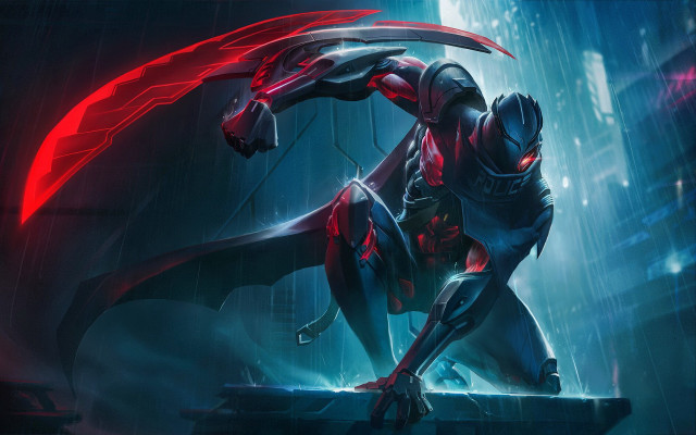 Futuristic suit cityscape sword red free wallpaper for desktop - medium preview image