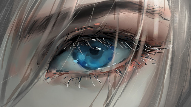 Blue eye closeup blonde hair free wallpaper for desktop - medium preview image