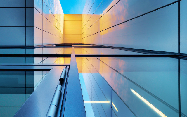 Tall building sky reflection metal free wallpaper for desktop - medium preview image