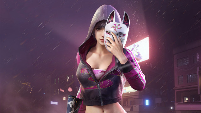 Purple hooded woman shoes night free wallpaper for desktop - medium preview image