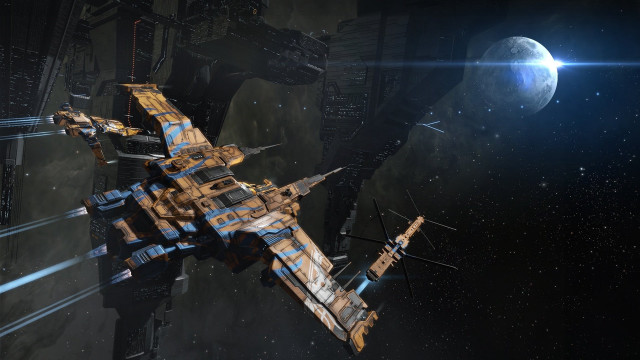 Space station moon satellite aurora free wallpaper for desktop - medium preview image