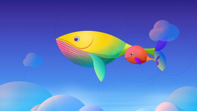 Fish bubbles sky clouds surreal free wallpaper for desktop - medium preview image