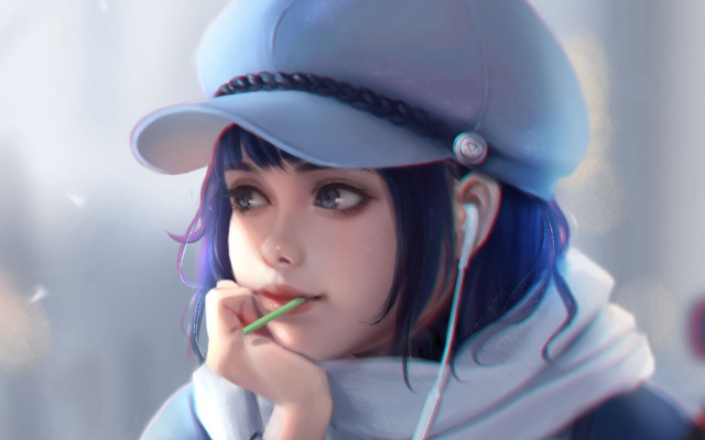 Woman hat cigarette anime art free wallpaper for desktop - medium preview image