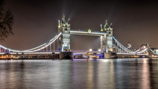 Bridge water lights night cityscape #2 free wallpaper for desktop - medium preview image