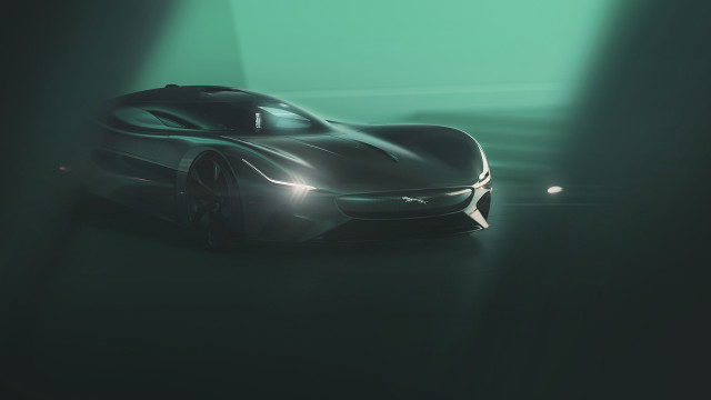 Futuristic car dark room green free wallpaper for desktop - medium preview image