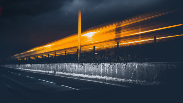 Train night futurism motionblur citylights free wallpaper for desktop - medium preview image