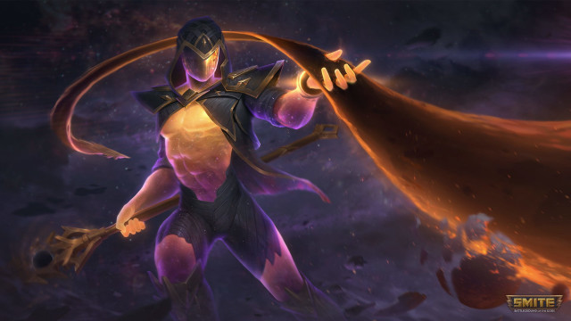 Overwatch character sword flame purple free wallpaper for desktop - medium preview image