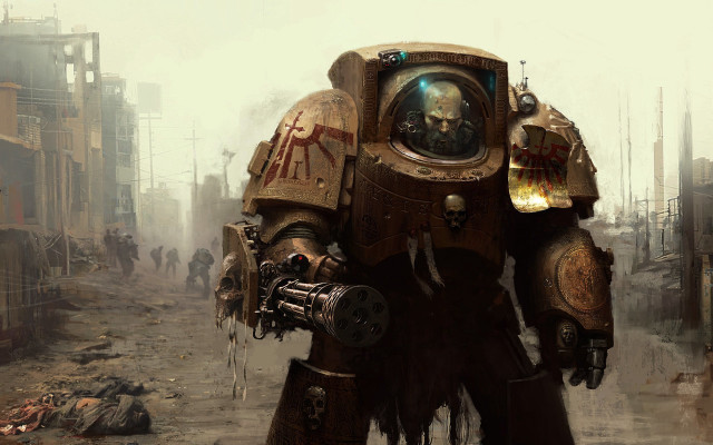 Mechanical suit warhammer bridge city free wallpaper for desktop - medium preview image