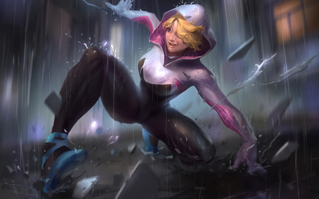 Woman wet suit rain umbrella free wallpaper for desktop - medium preview image