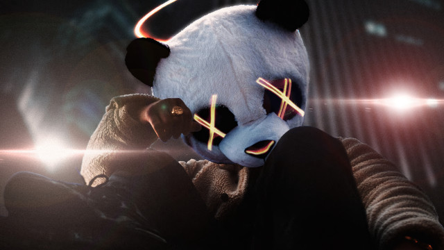 Panda mask lightsaber cyberpunk star free wallpaper for desktop - medium preview image