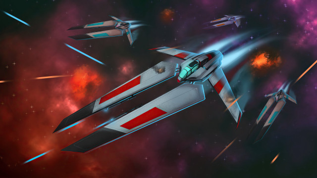 Fighter jet space station embers free wallpaper for desktop - medium preview image