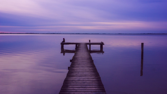 Dock lake purple sky clouds free wallpaper for desktop - medium preview image
