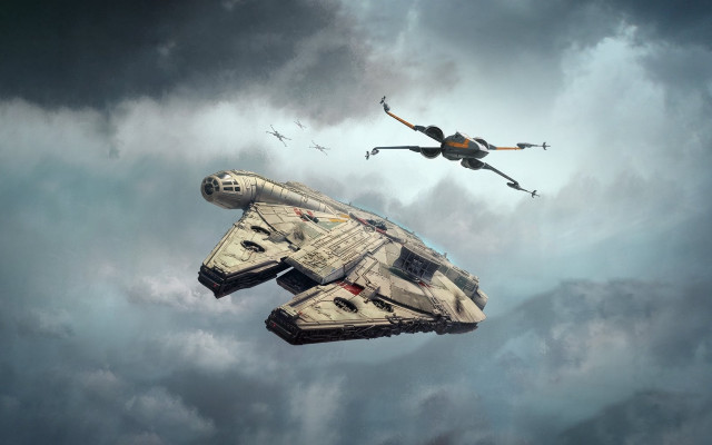 Star wars vehicles flying cloudy free wallpaper for desktop - medium preview image