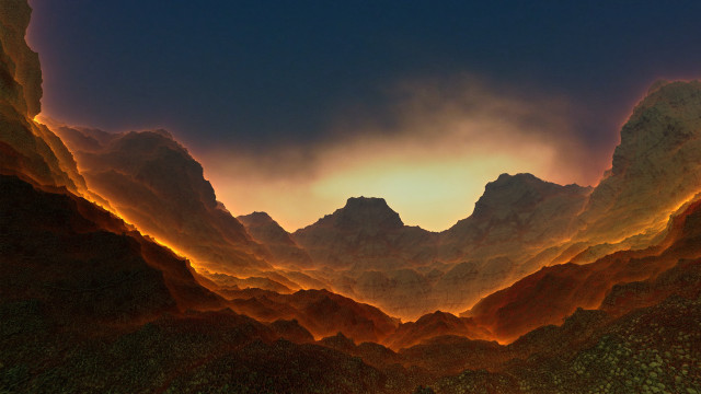 Mountain range sunset clouds fantasy free wallpaper for desktop - medium preview image