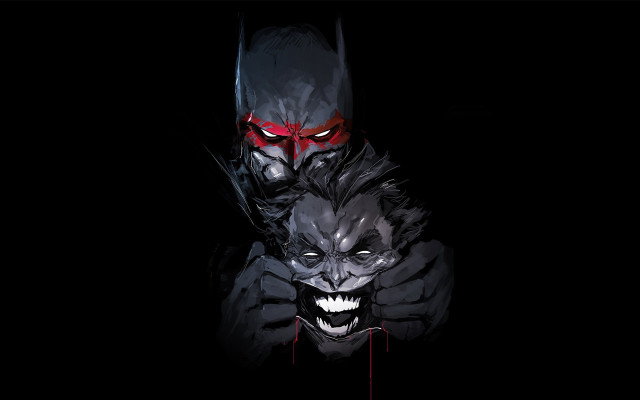 Batman bloodied demon mask comic free wallpaper for desktop - medium preview image