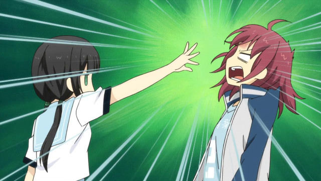 Anime girls facing pointing hand free wallpaper for desktop - medium preview image